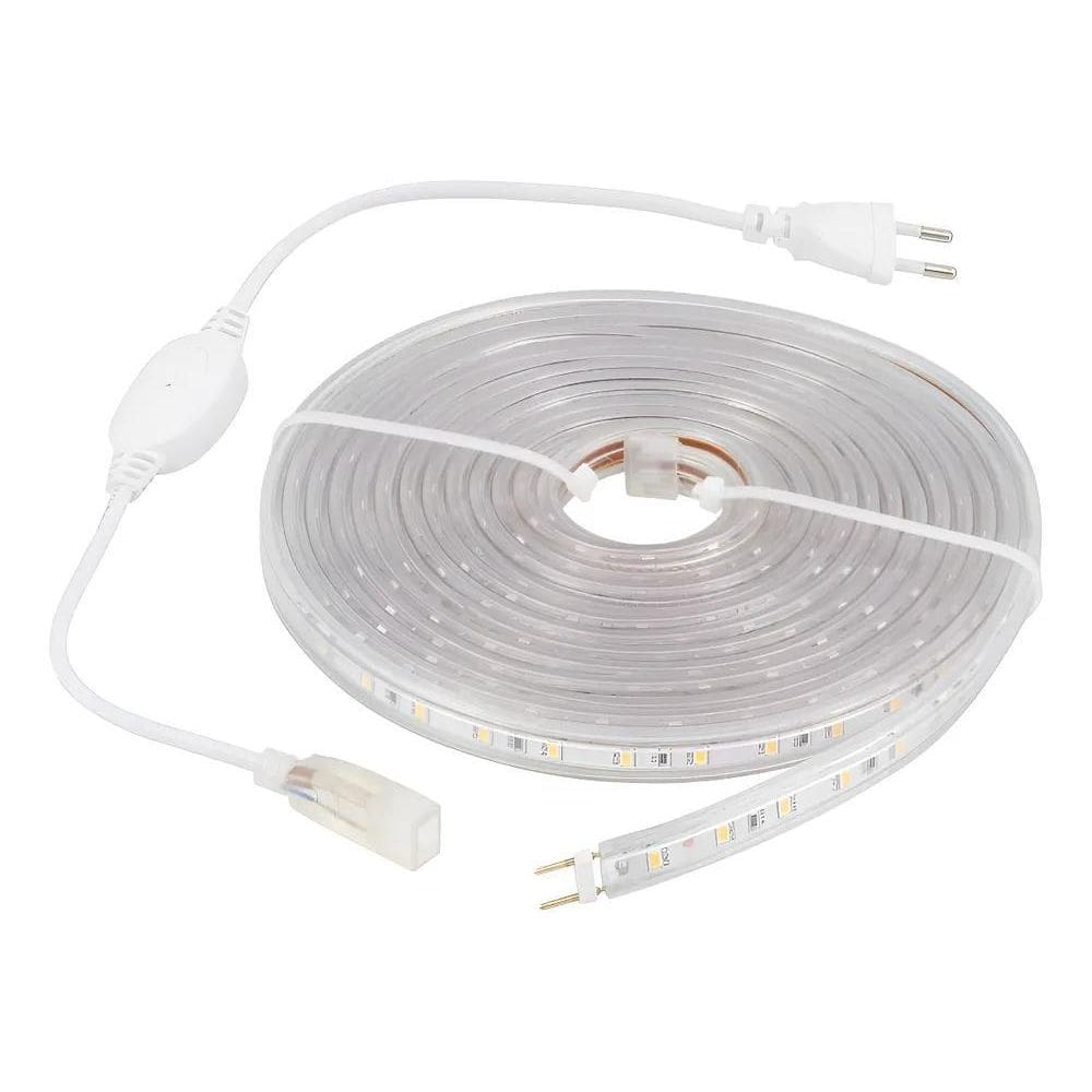 Fita Led Chata 2 Metros 6000K Branco Frio + Fonte Conector
