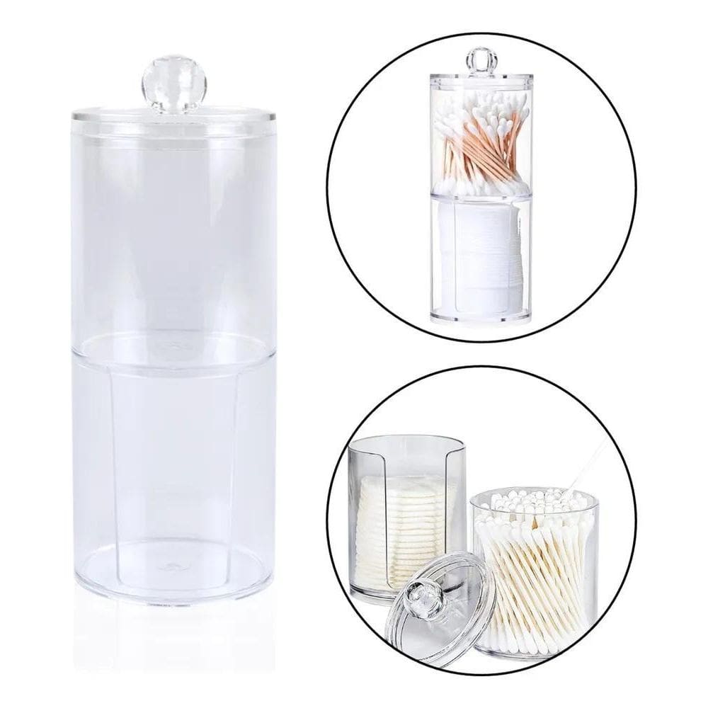 Porta Algodão Cotonete Maquiagem Organizador Acrílico 2 Em 1