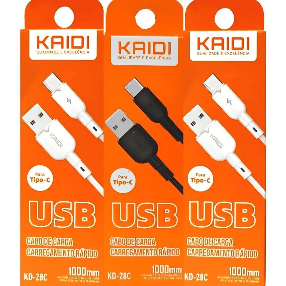 Kit 10 Cabos Usb Carregador Tipo C Rápido Kaidi At Branco