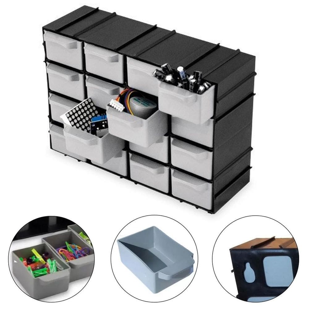Kit 3 Gaveteiro Organizador 7001 C/16 Gavetas Itens Pesca