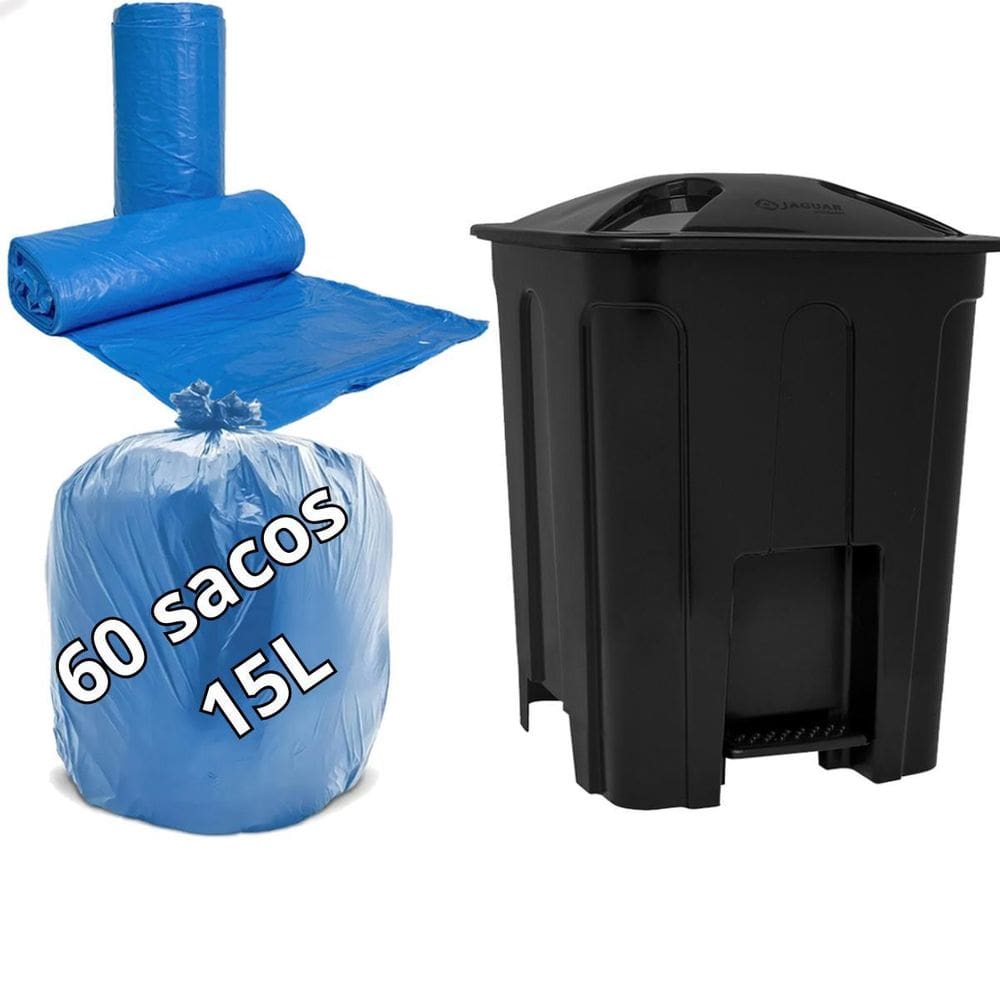 Lixeira Com Pedal E Tampa Eco Nature 15L+60Un Saco De Lixo
