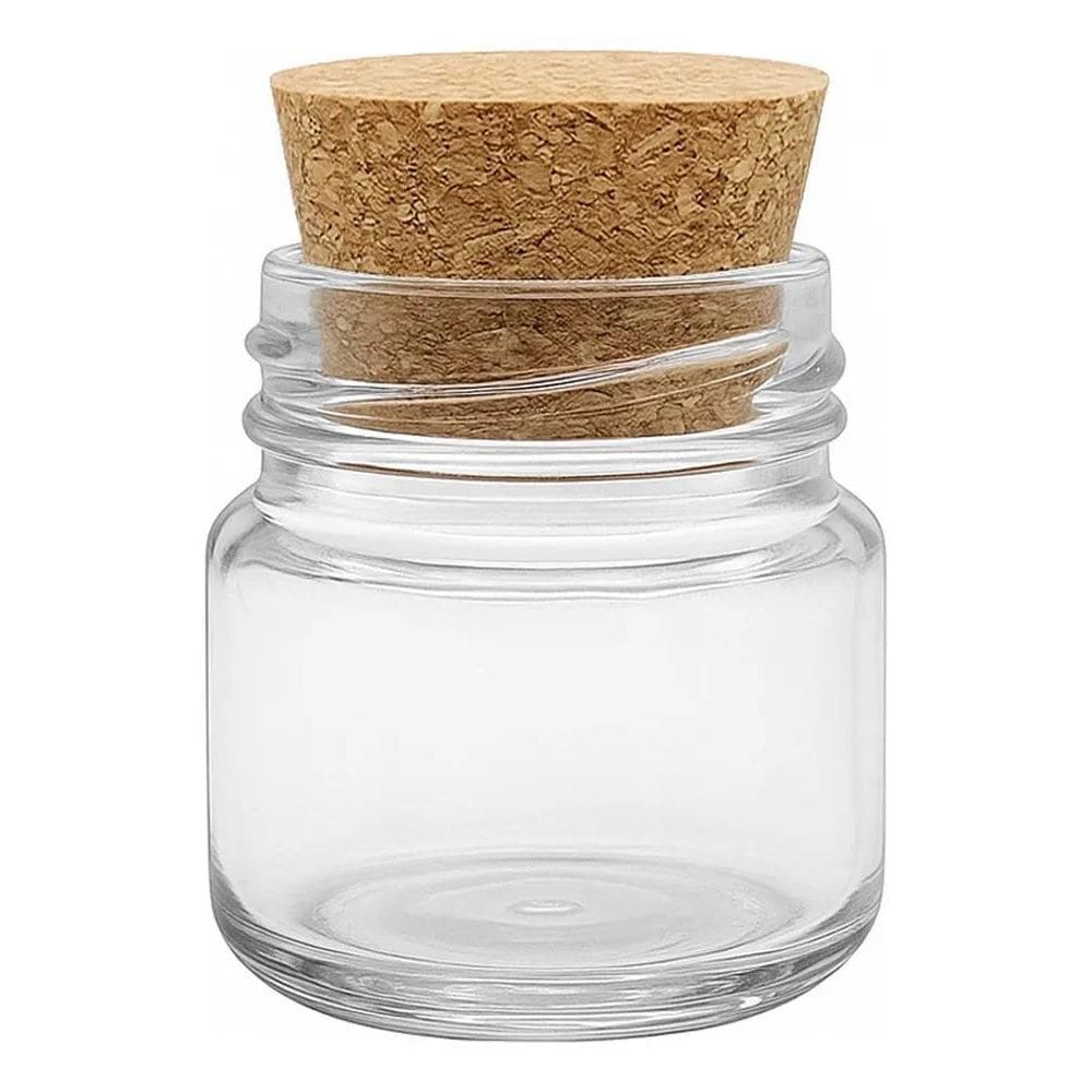 Potinho De Vidro 40 Ml Com Tampa De Rolha Para Velas 10 Unid