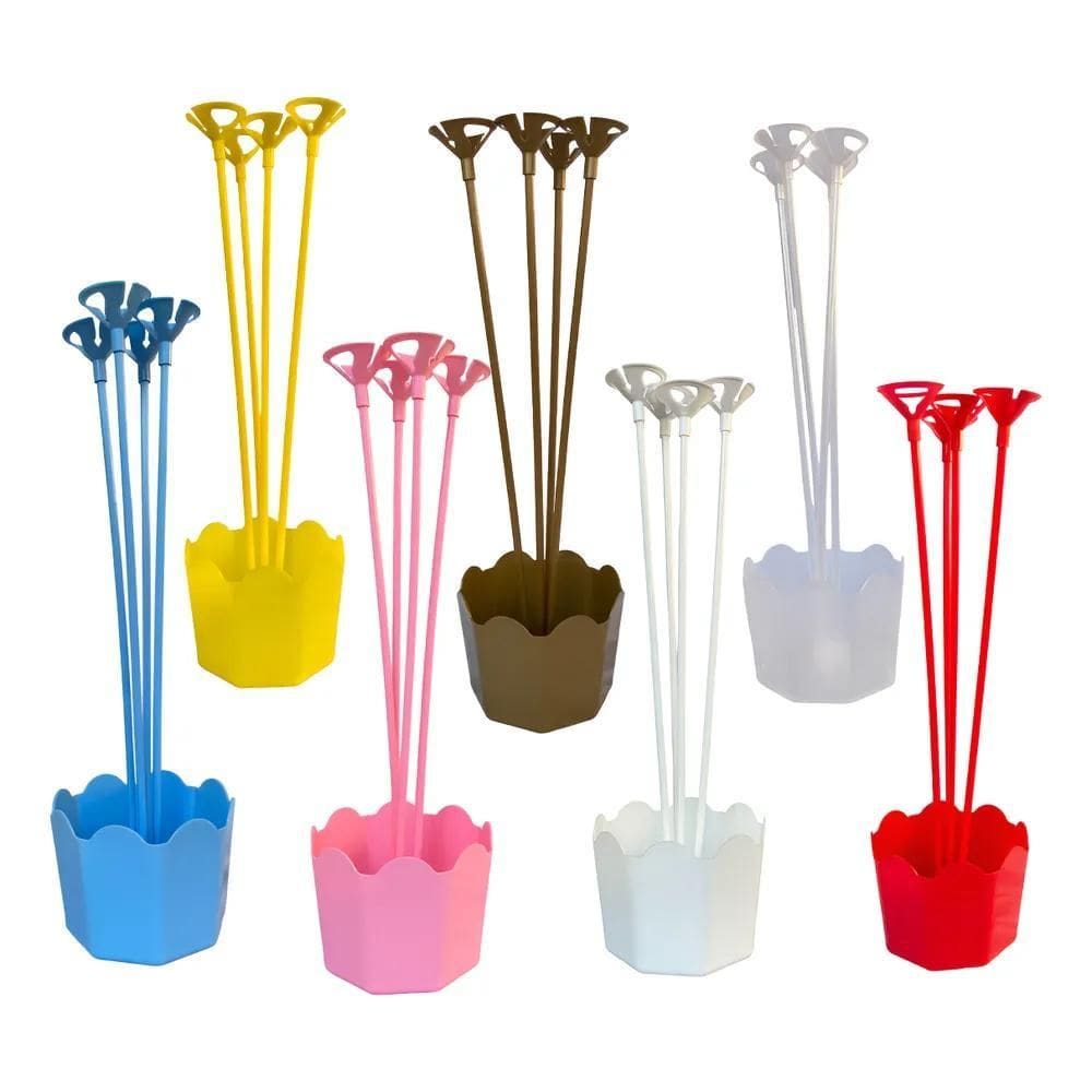 Centro De Mesa Aniversário Cachepot Suporte Balão K Vermelho