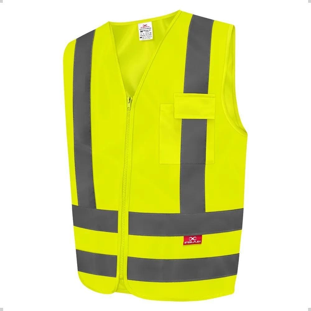 Colete Refletivo Com 1 Bolso Amarelo Fluorescente Steelfl Xx