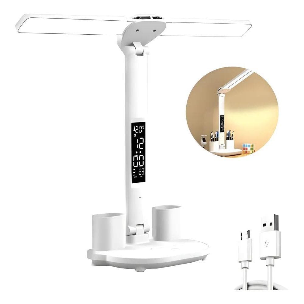 Luminária De Mesa Led De Cabeça Dupla Branco Quarto Leitu 36