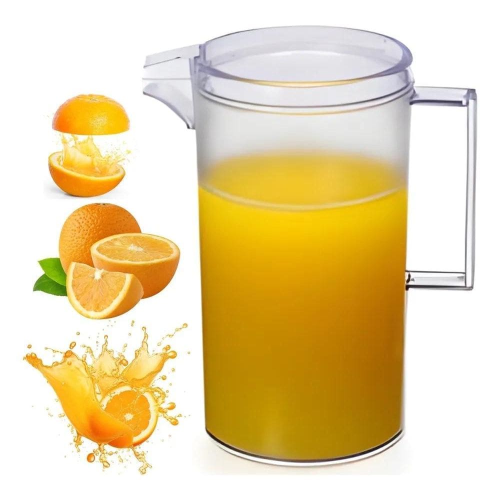 10X Jarra Transparente Suco Água Acrílico Com Tampa