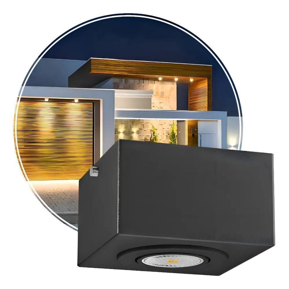 Spot Sobrepor Dicroica Alumínio De Teto Beiral Cor Preto Mf2