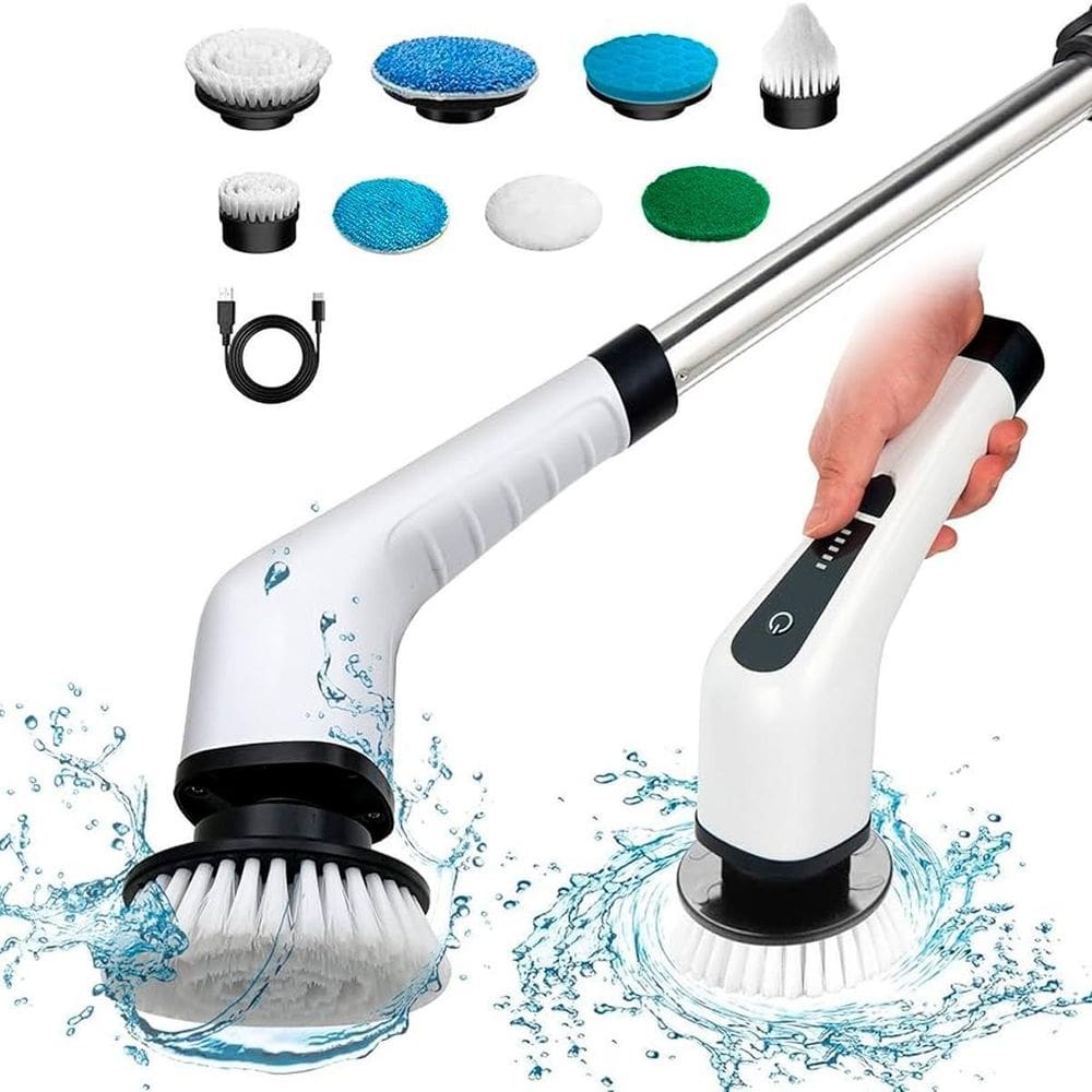 Esfregão Elétrico Portátil Giratório S/Fio Limpeza Chão E