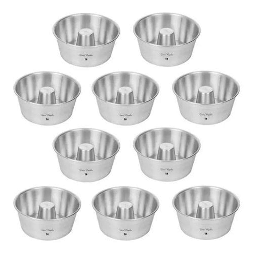 Kit 10 Dez Redonda Tubo N 18 Forma Assadeira Bolo Pudim D64