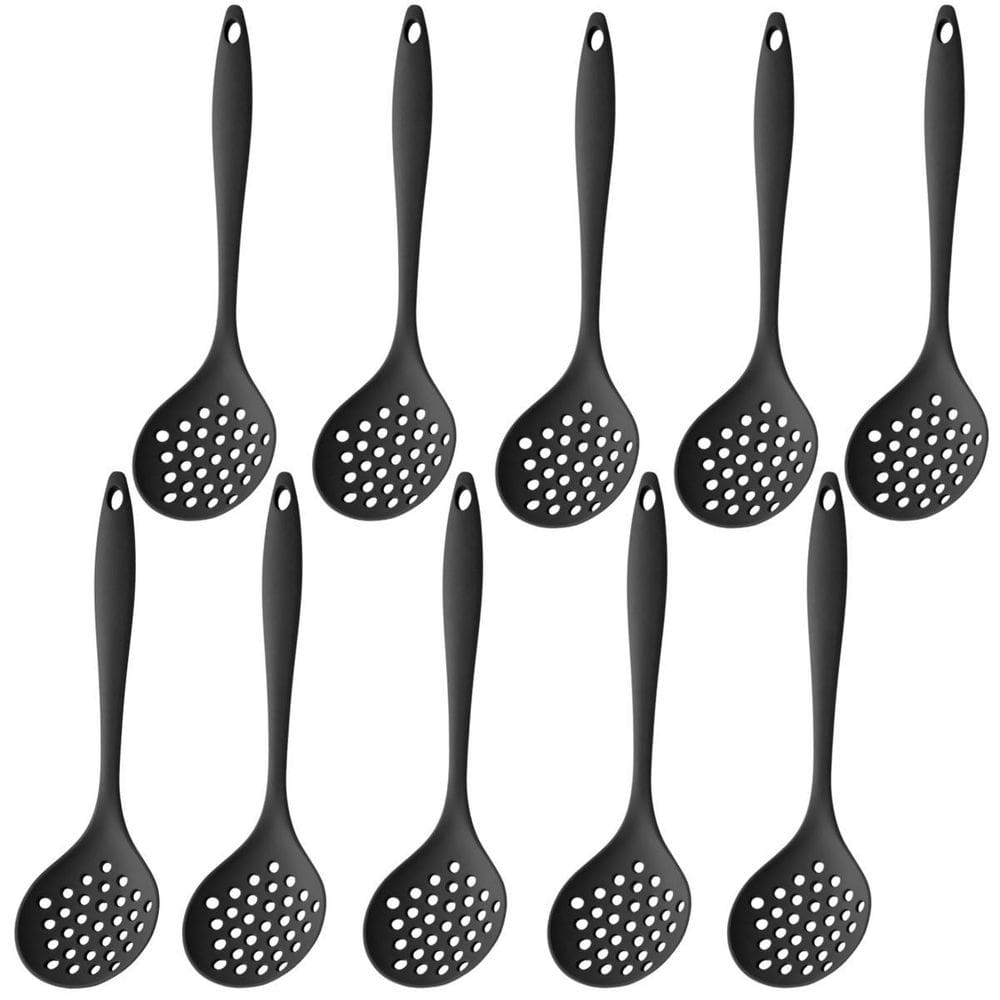 Escumadeira De Silicone Preta Grande Kit 10 Un