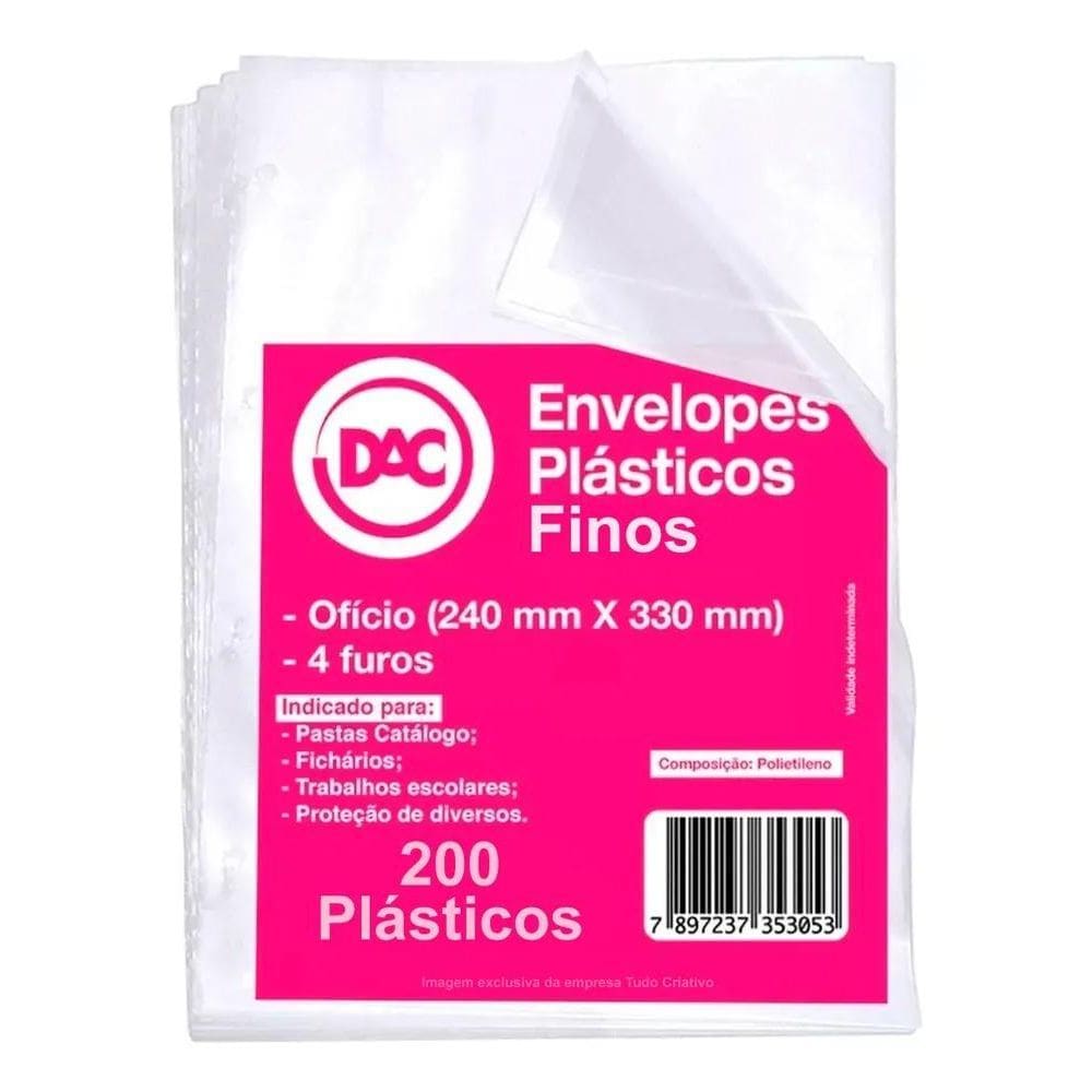 Saquinho Plástico A4 Ofício Fino 0.06 Mm - 4 Furos 200 Un. T