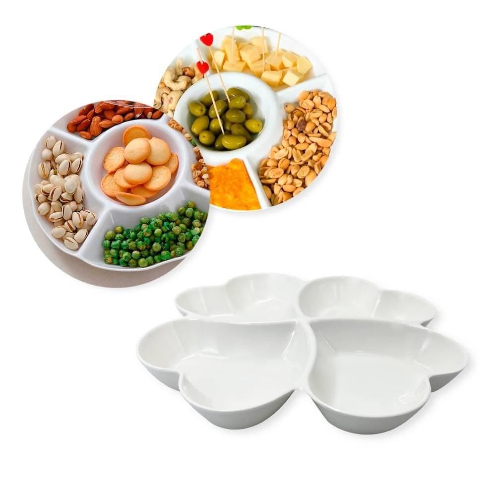 Kit 10 Petisqueira 27Cm Coração 4 Divisórias Queijos Patês