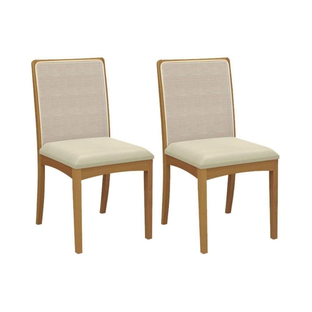 Kit 2 Cadeiras De Cozinha Lara 2cmm007ca Premium Madeira Maciça 2 Un Carvalho-linho Bege Argila-tela Bege - Kappesberg