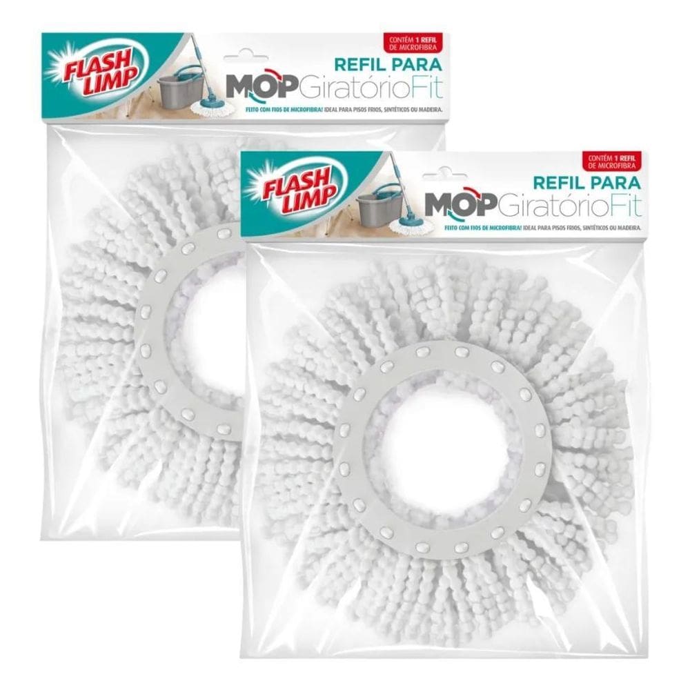 2X Kit 2 Refil Para Mop Giratorio Fit Esfregão De Microfibra