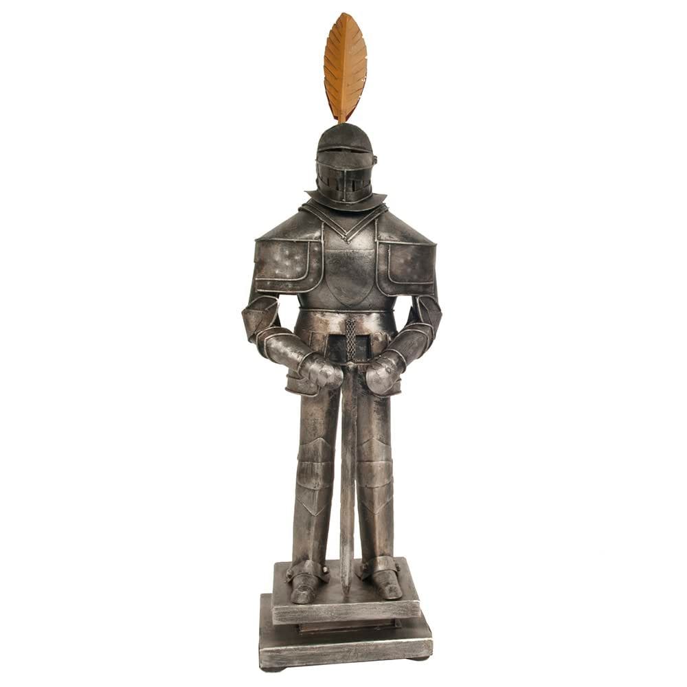 Estatueta de artesanato antigo e moderno, armadura medieval, 20cm H