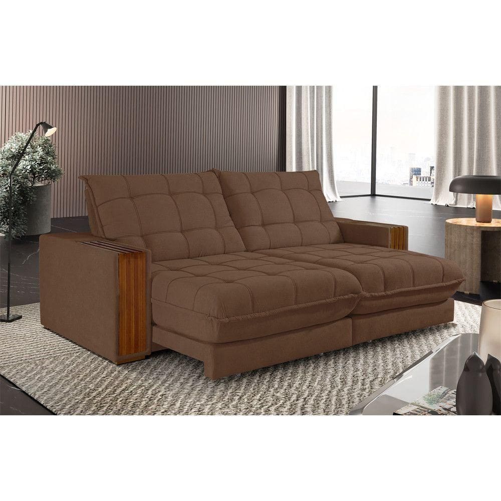 Sofá Retrátil Berlim 2,50m 4 Lugares Molas Ensacadas Txr Cobre