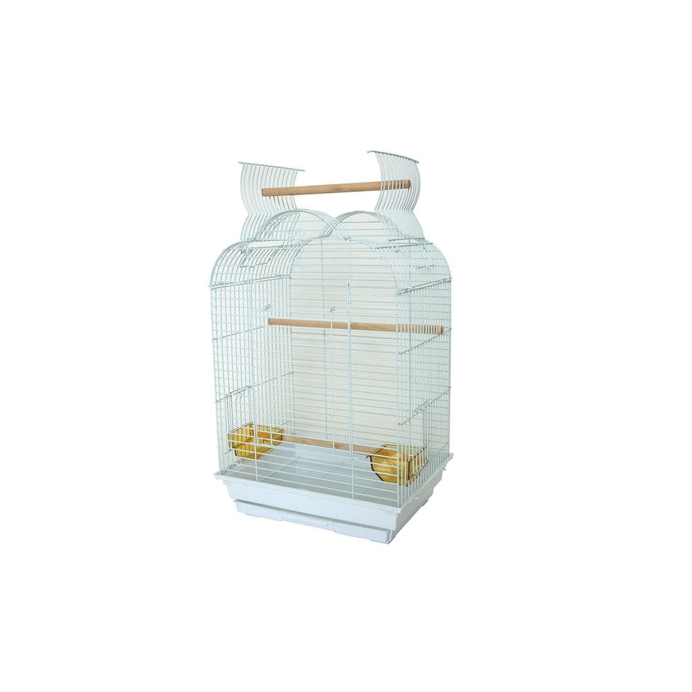 Gaiola para papagaios YML branca 46x36 cm com 2 comedouros e poleiros