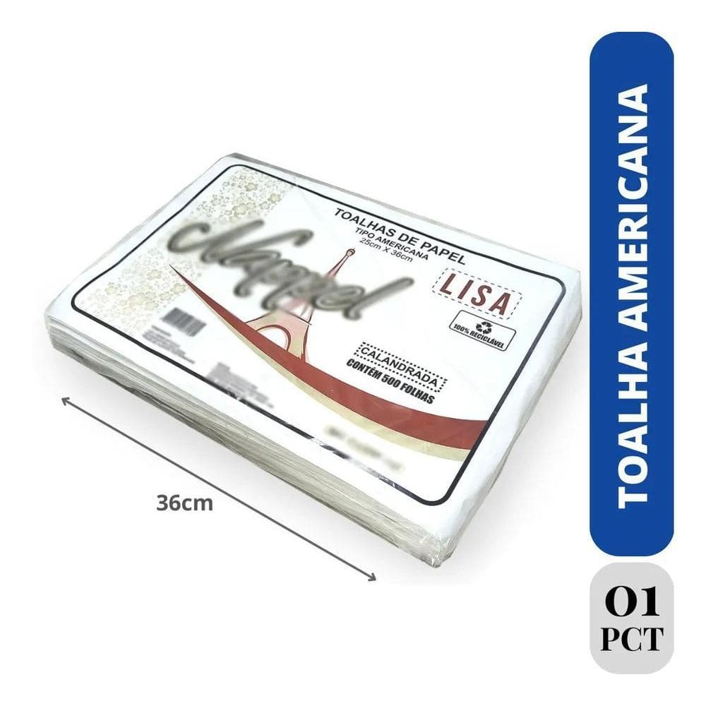 Toalha De Papel Americana Mono C/500 Folhas 1 Pct Full