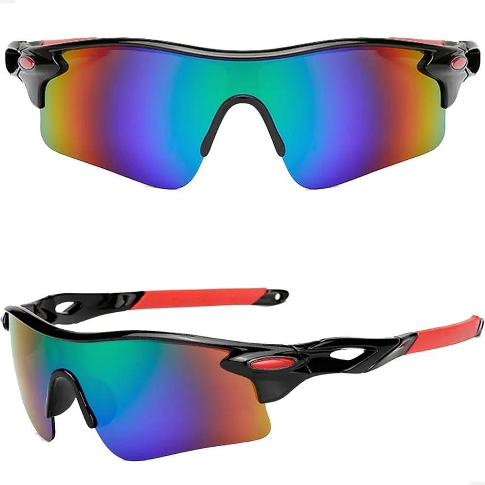 Oculos De Sol Esportivo Ciclismo Bike Corr Preto E Vermelho
