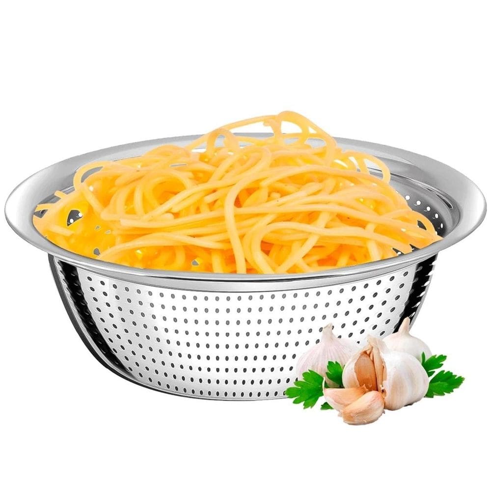 Escorredor Aço Inox 26Cm Multiuso Lava Tudo Massas Legumes