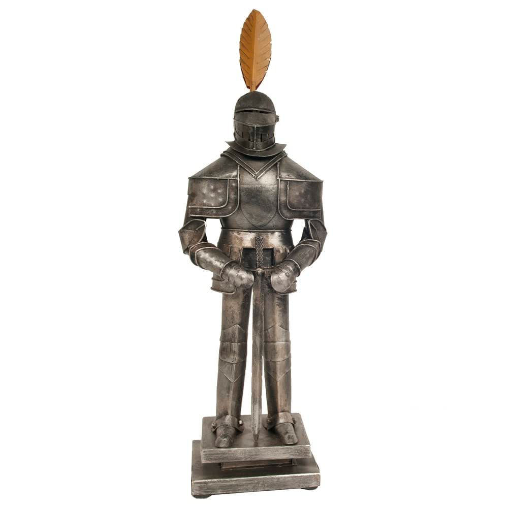 Estatueta de artesanato antigo e moderno, armadura medieval feita à mão, 53 cm