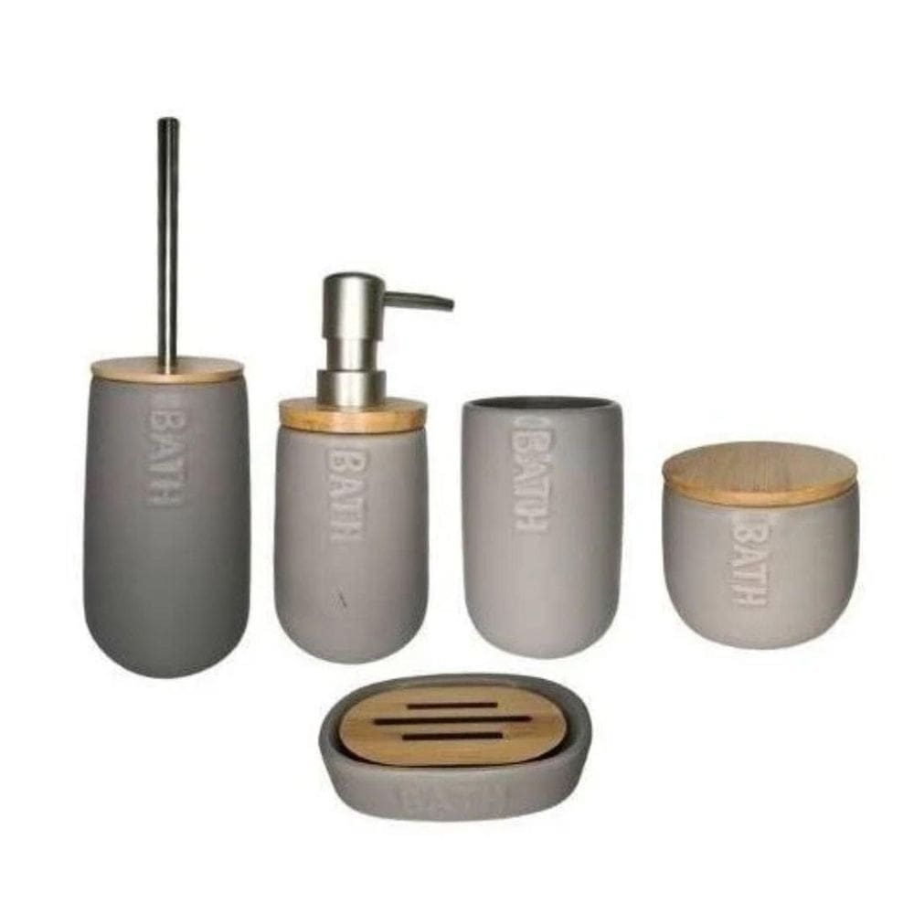 Kit Banheiro Nature Cinza 5 Peças Mai Home