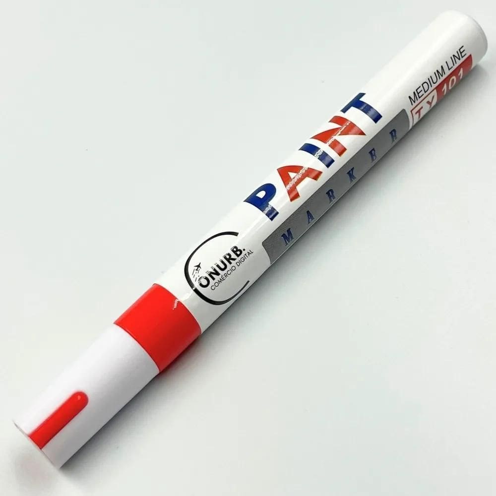 Caneta Tinta Permanente A Prova Dágua Pinta Metal, P Vermelh