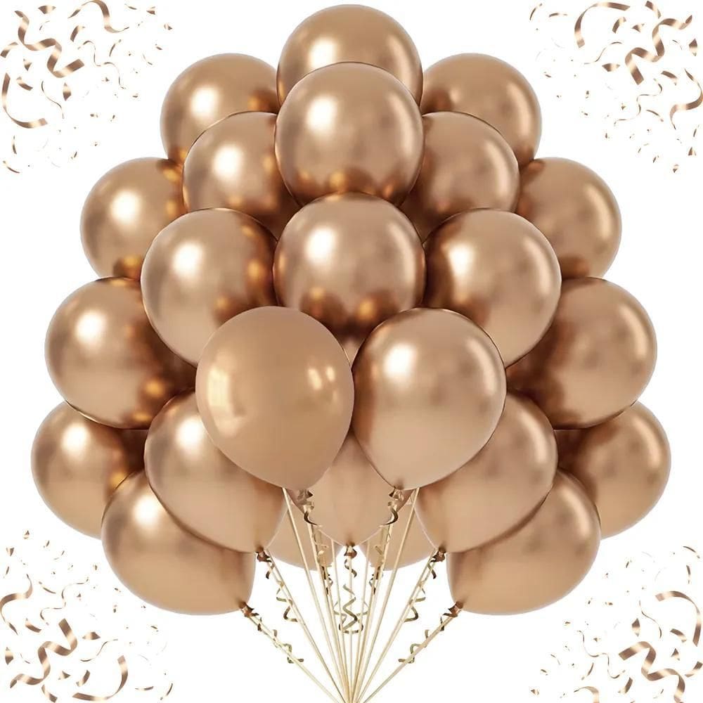 Kit 50 Un Balão Metalizado Bexiga Nº10 Festa Ani Champagne