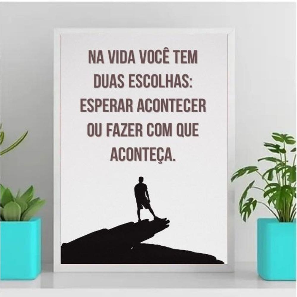 Quadro motivacional faça acontecer 33x24cm - vidro preto