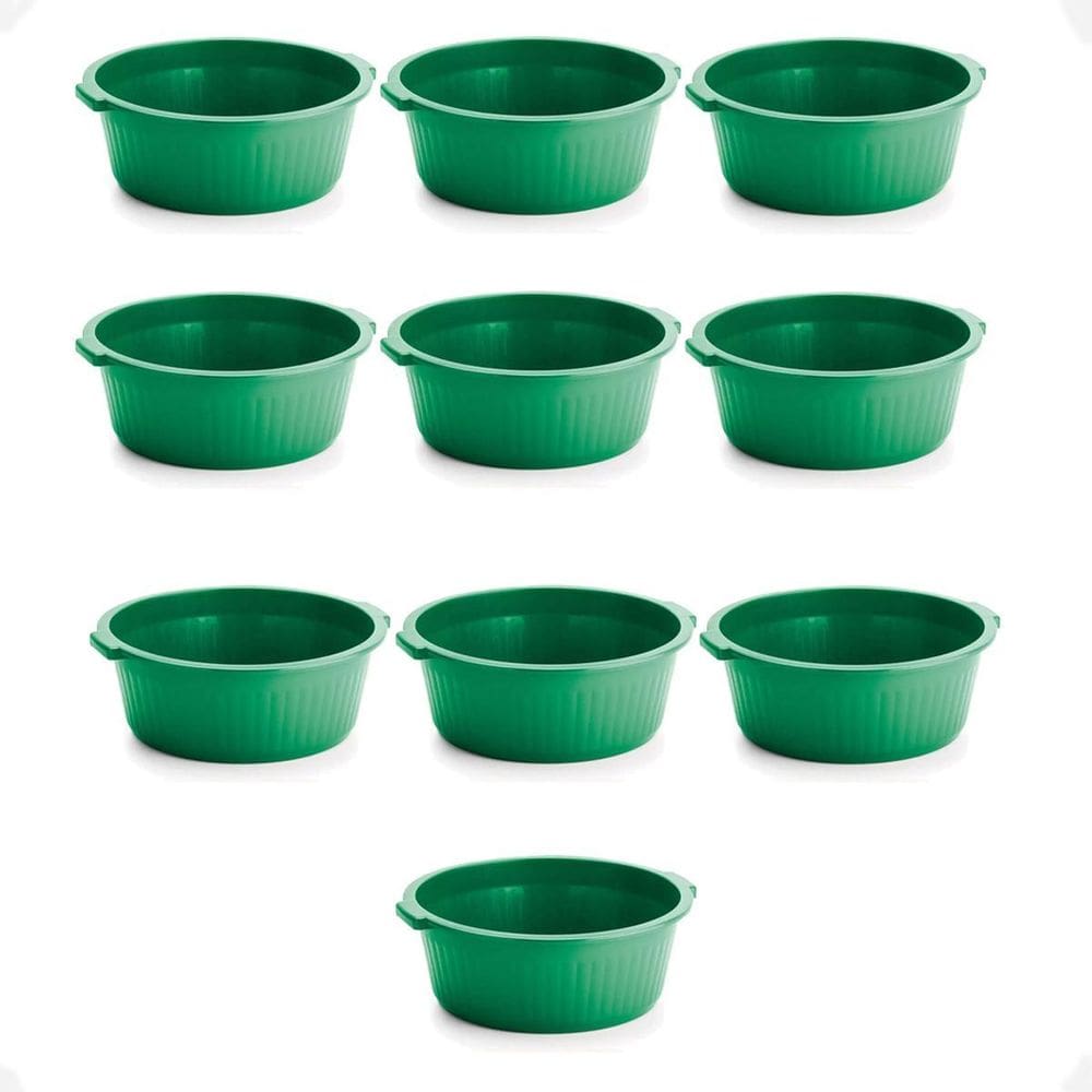 Kit 10 Balde Bacia Multiuso De Plástico Canelada 12 Litros