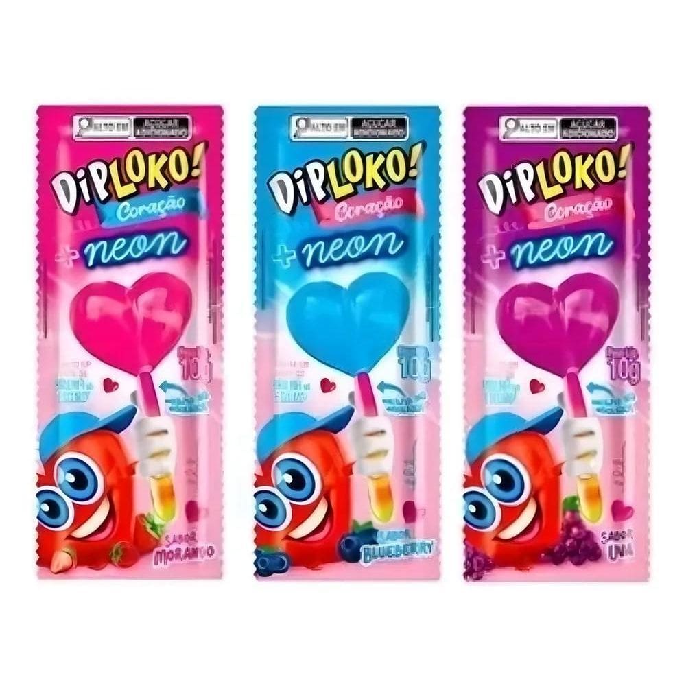 Dip Loko Coração + Neon 30 Unidades De 10G Brilha No Escuro
