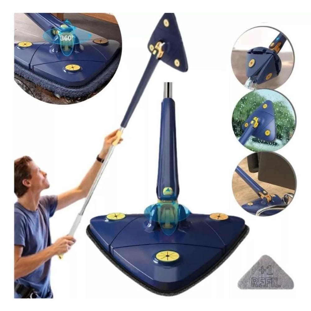 Esfregão Triangulo Mop Ajustável Giratória 360 Limpeza