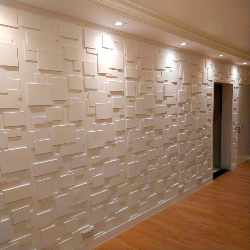 Revestimento Parede 3D Plastico Ilove3D Mod. Quadratto 9M²