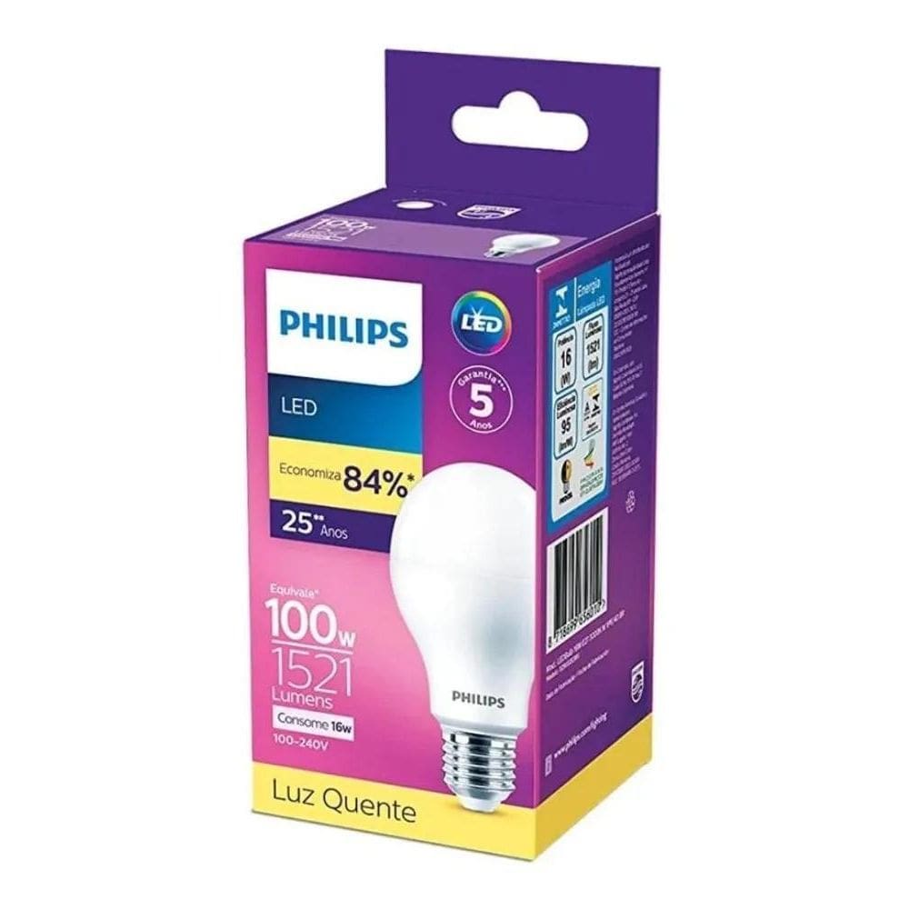 Lâmpada Led Bulbo 16W 1521Lm Philips Amarela Cor Da Luz Bran