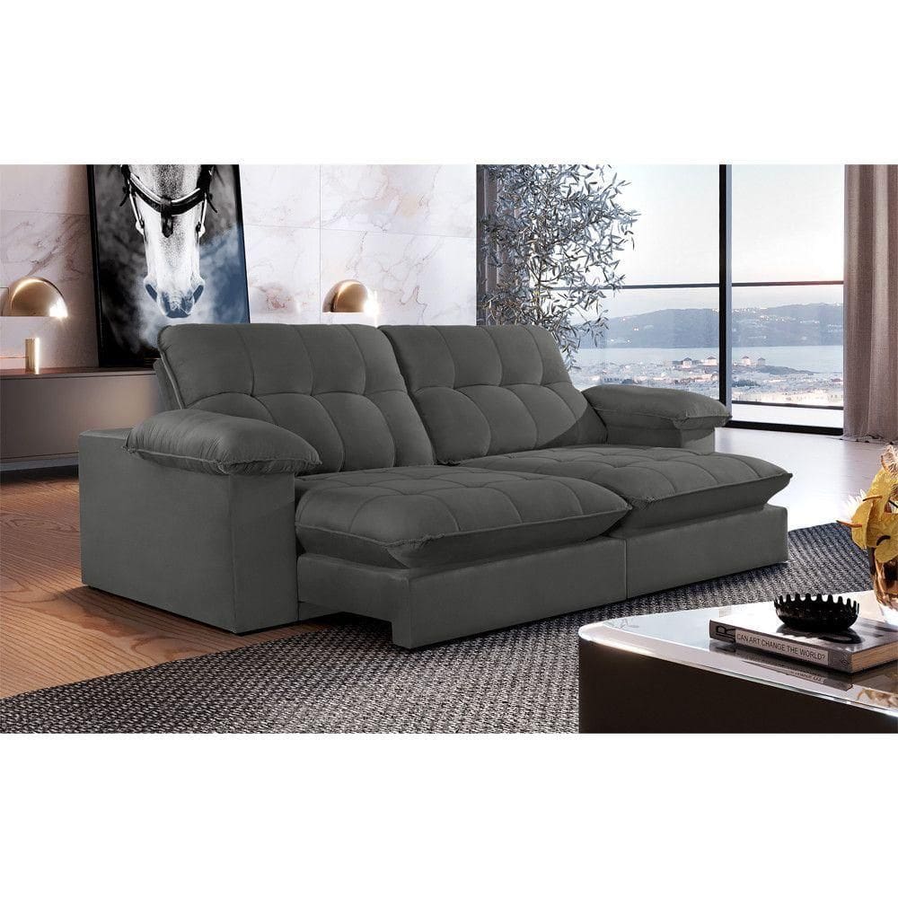 Sofá Retrátil Juiz De Fora 1,80m 2 Lugares Molas Ensac. Txr Cinza