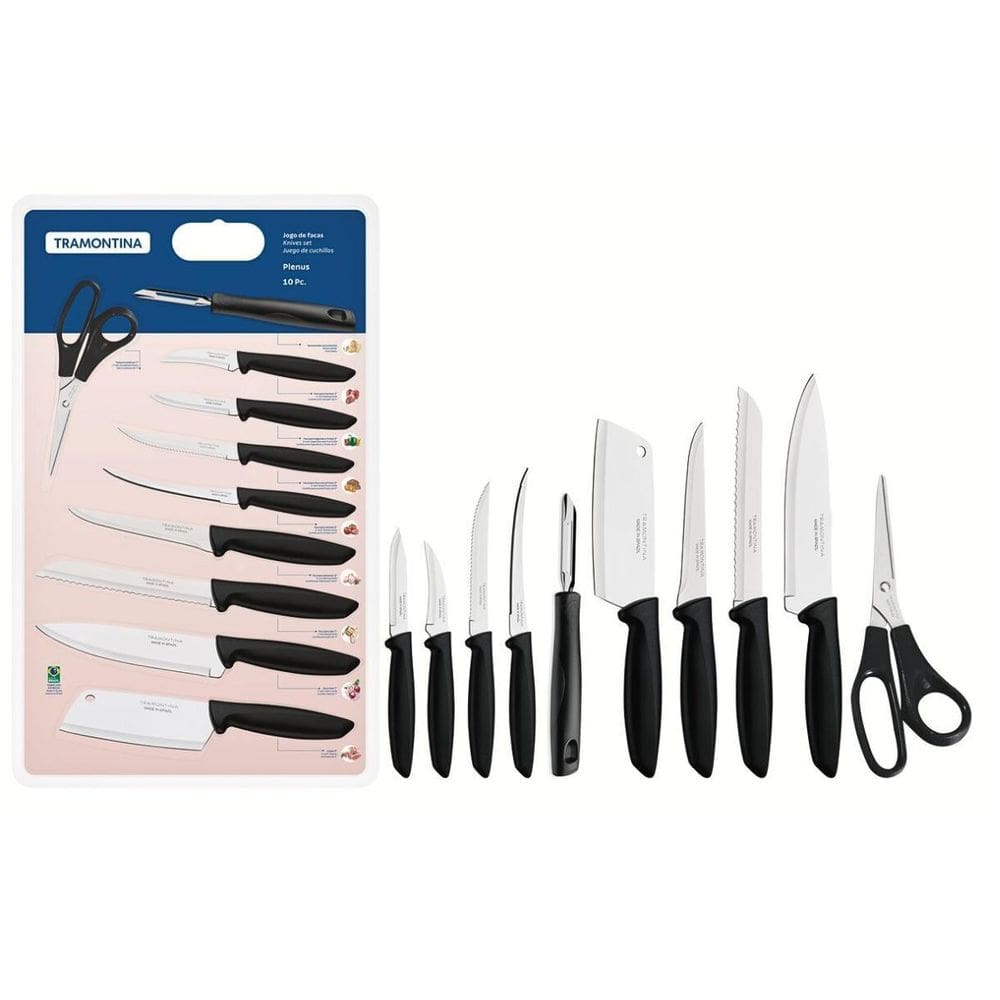 Jogo De Facas 10Pcs Plenus Preto Aço Inox 23498065