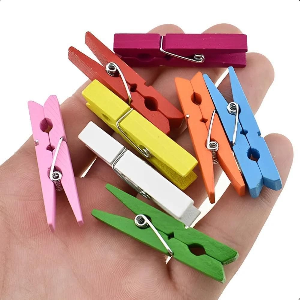 3X Mini Pregador Prendedor De Madeira 3,5Cm 50 Und Coloridos