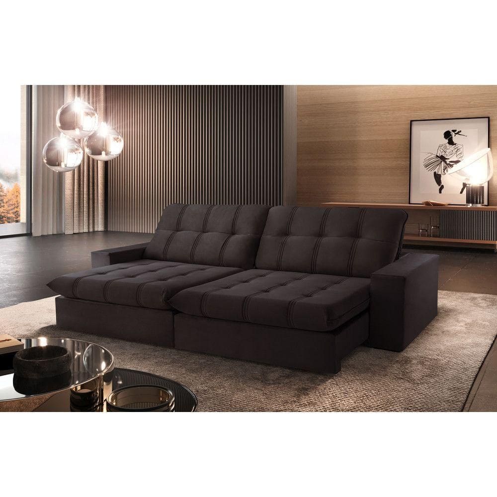 Sofá Retrátil Caparaó 1,80m 2 Lugares Molas Ensacadas Txr Marrom