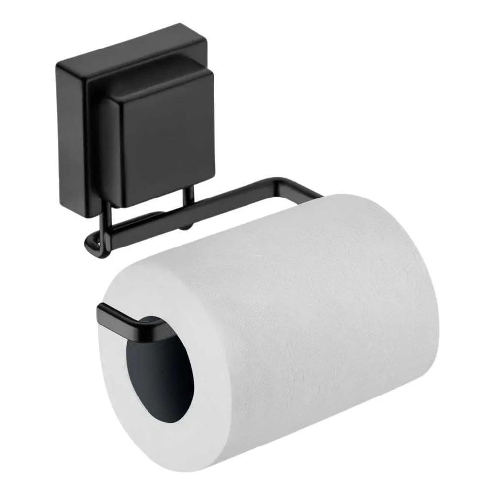 10X Suporte Porta Papel Higiênico Banheiro Ventosa Preto Fo