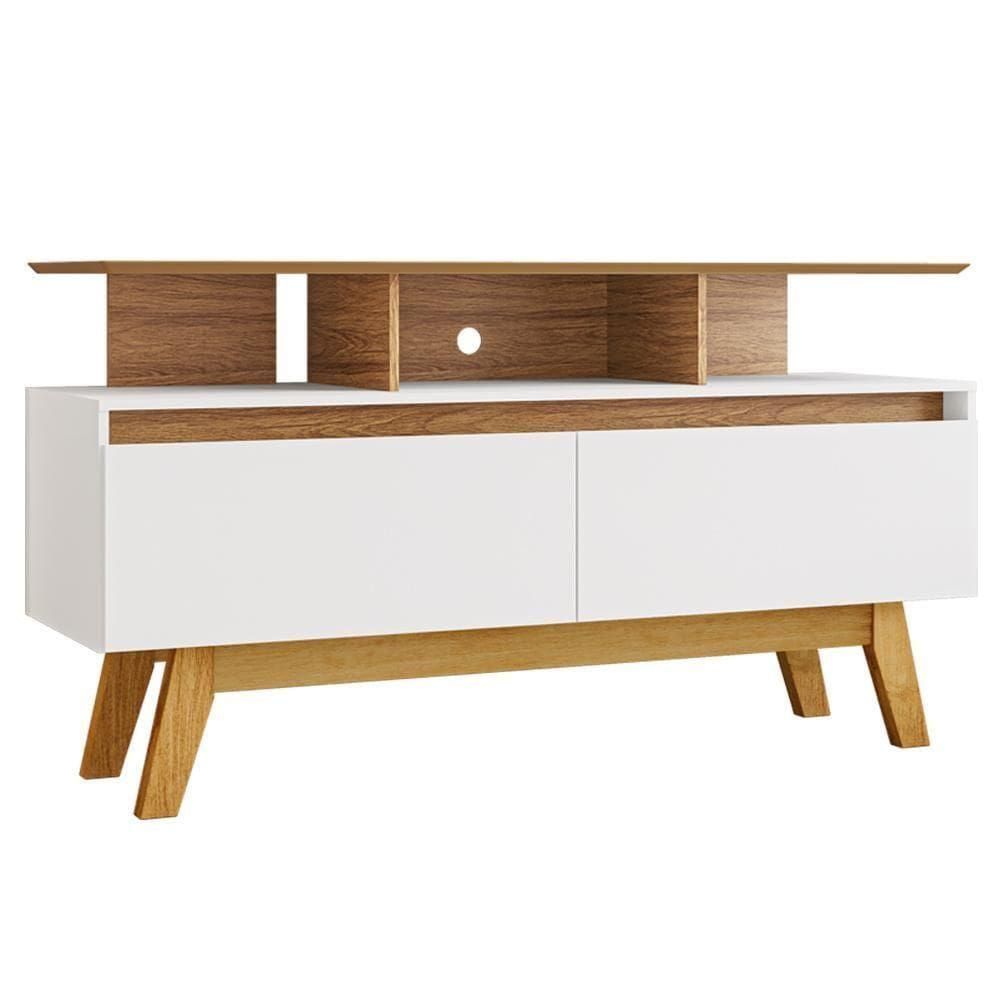 Rack Bancada Tv 50 Pol 120 Cm Rubi Cinamomo Branco Bechara Cinamomo Branco