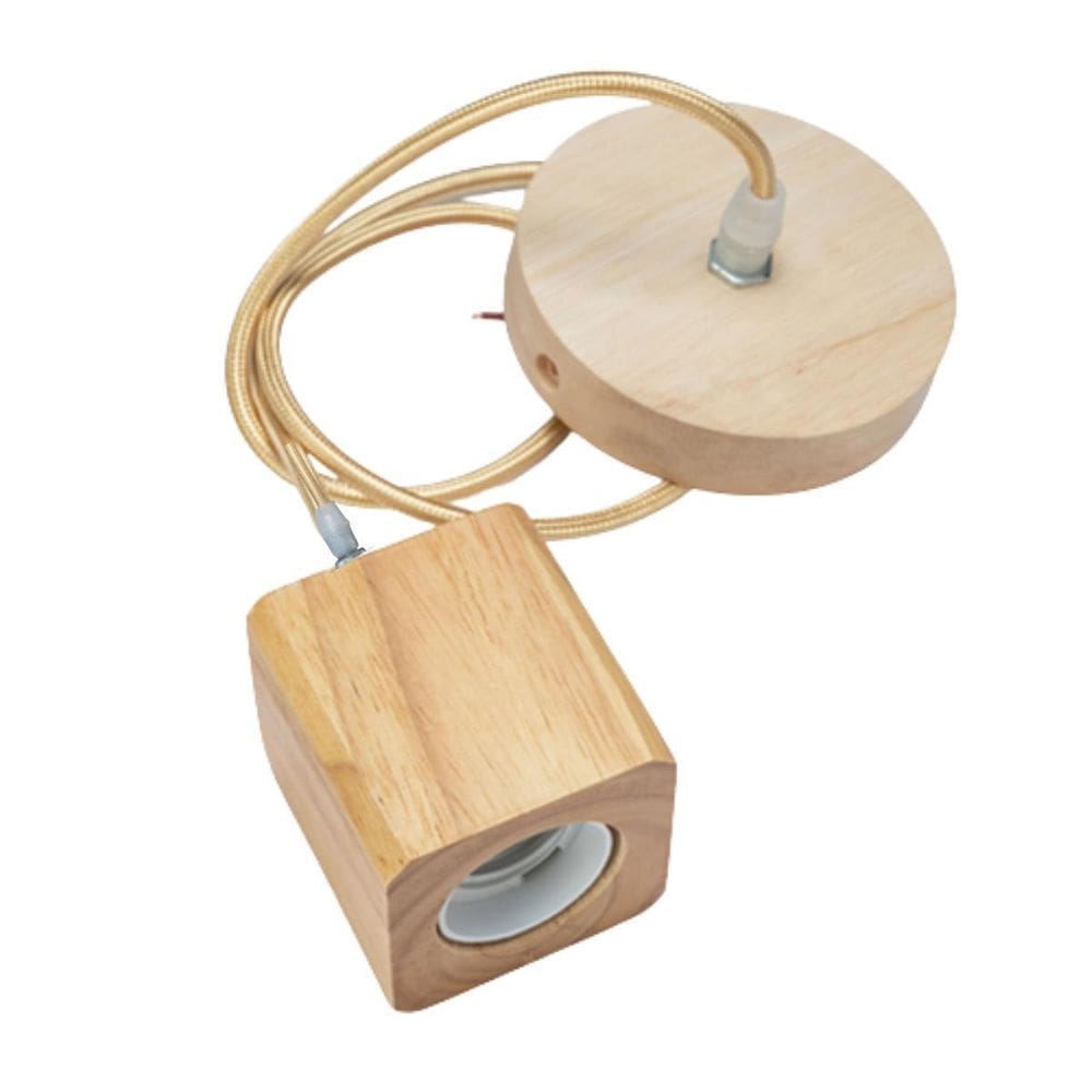 Lustre Pendente Tampa Canopla Rústico Em Madeira Maciça 1M