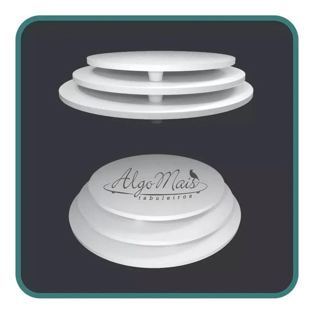 2X Tabuleiro Redondo Mdf Branco 35 Cm  01Unid