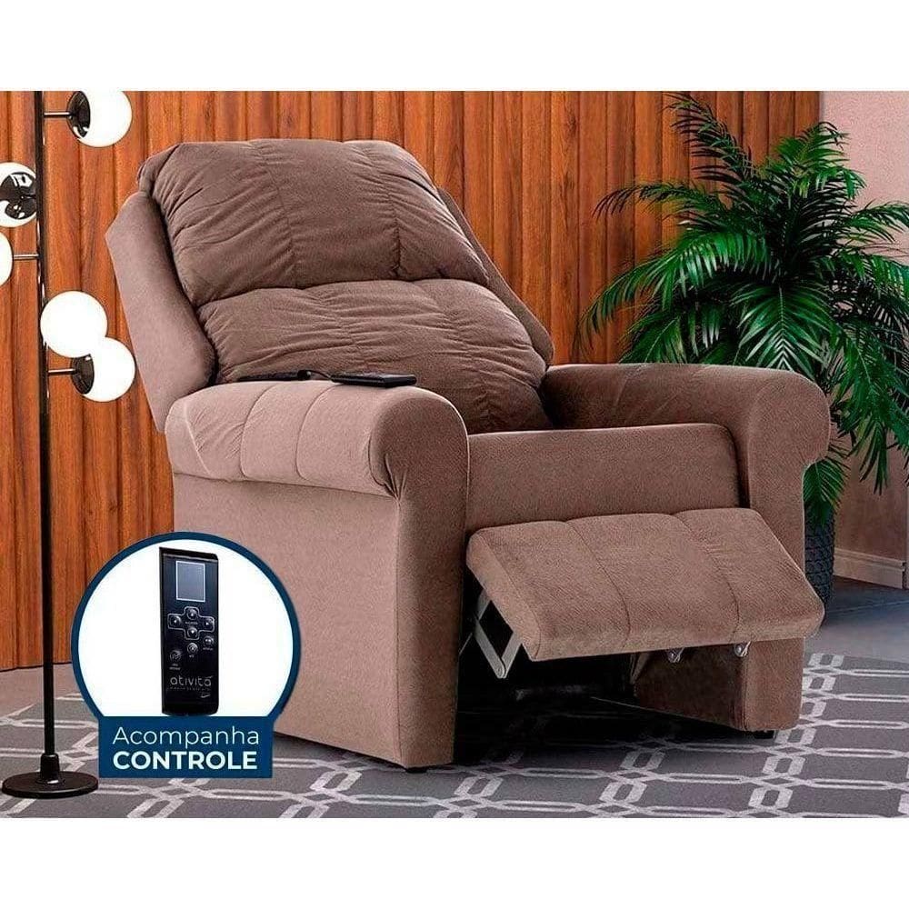 Poltrona Reclinável C- Massagem P- Sala Mh 1216 Two Way Suede Castor - Herval