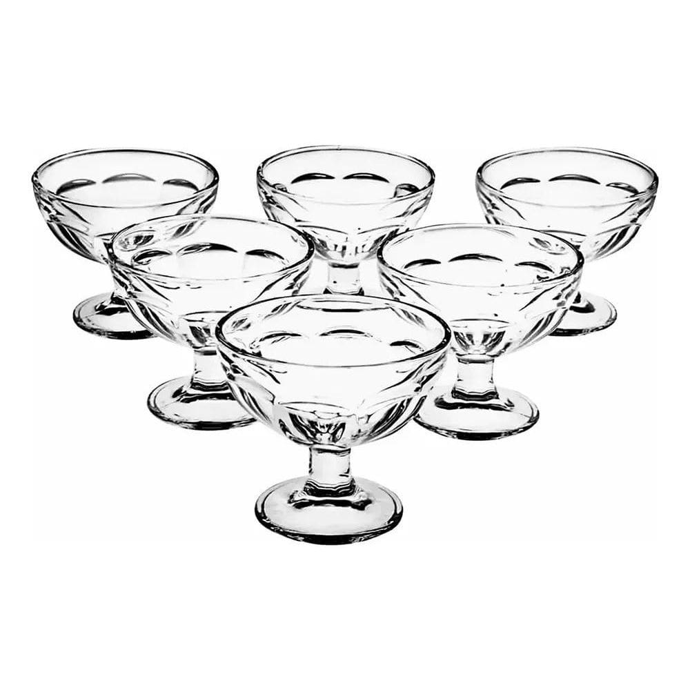 Jogo Com 6 Taças De Vidro Para Sobremesa Sorvete Açaí 210Ml