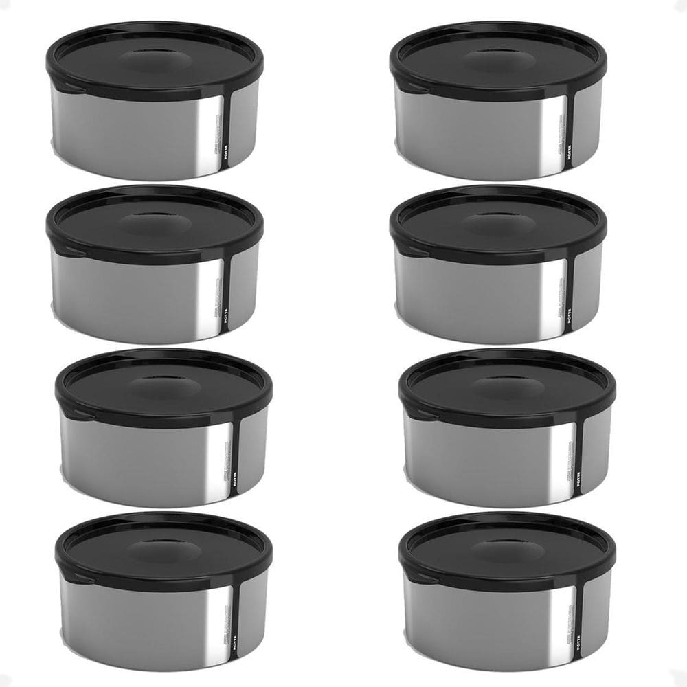 Kit 8 Pote Para Alimentos Bpa Free 700Ml Metallic Com Tampa