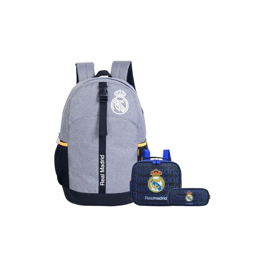 Kit Mochila Esportiva De Costas+Lancheira+Estojo Real Madrid