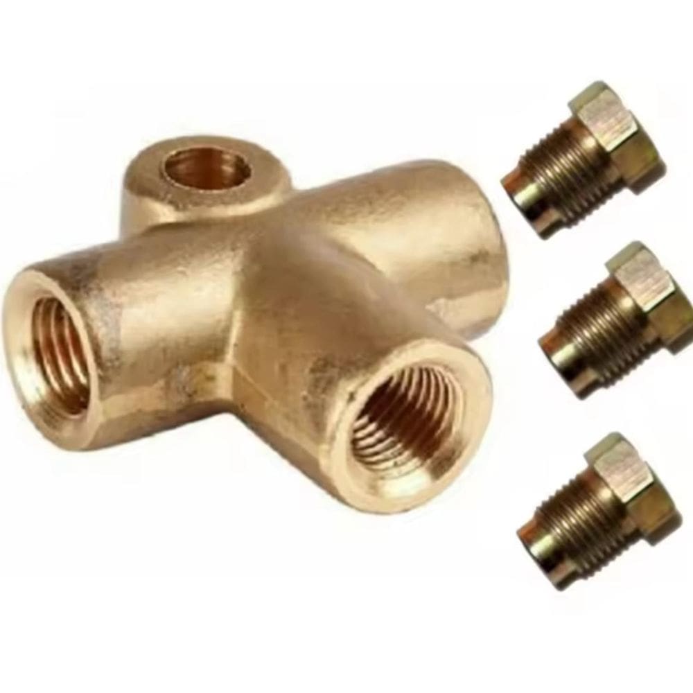 Kit Conector T 3 Vias 10Mm 3/16 Latao Tubo Mangueira Freio