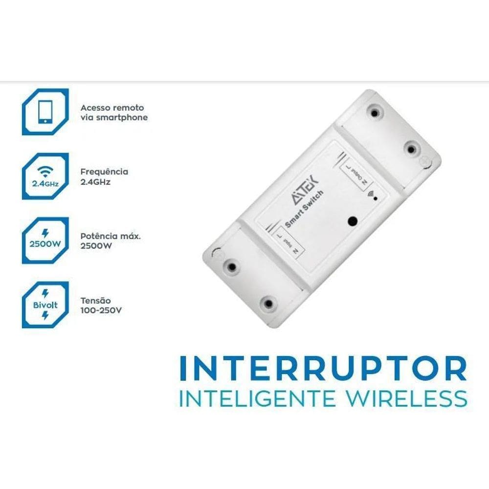 Módulo Inteligente Wifi 1 Canal 10A App Tuya Alpha700 Aitek
