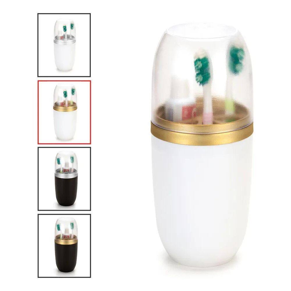 Porta Escova Pasta Tampa Banheiro Viagem Transparente 500Ml