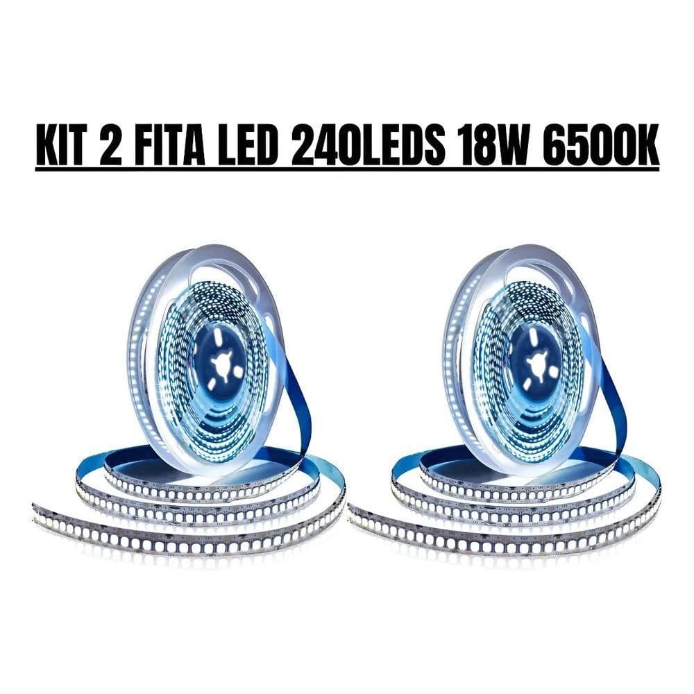 Kit 2 Fita Led 240Leds Alta Potência Rolo 5M Cada 6500K Perf